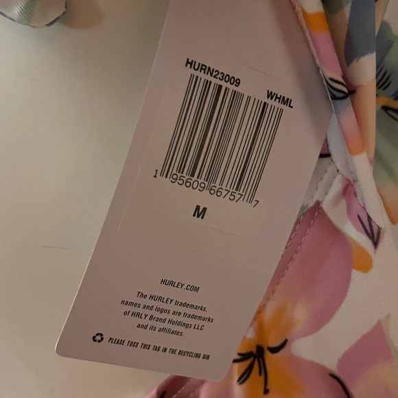 Hurley Brand New Floral Multicolor Pink Monokini Swimsuit Medium - Picture 11 of 12
